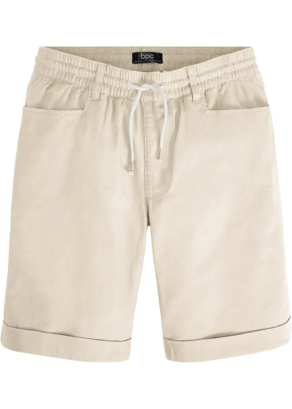 Dra på-shorts i linneblandning, Regular Fit, bonprix