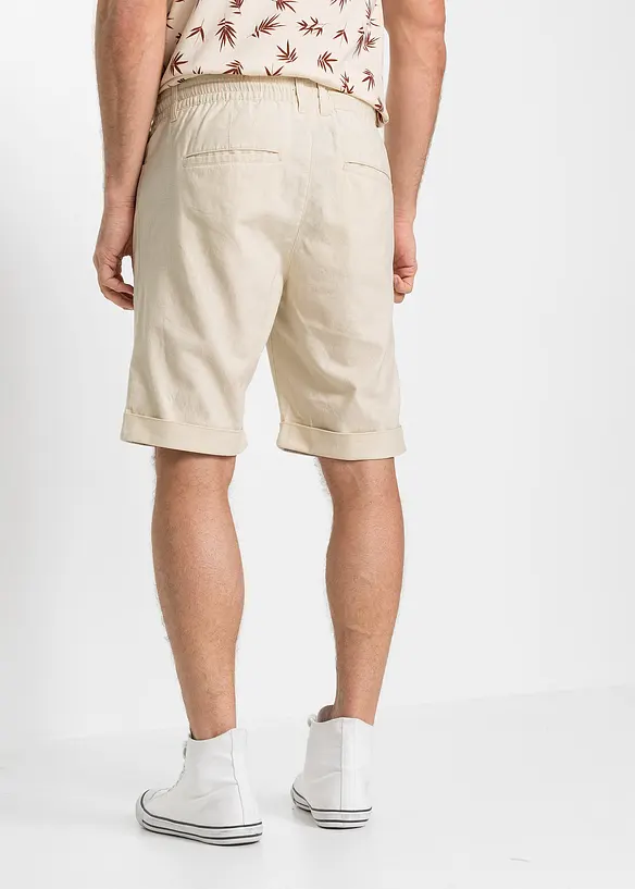 Dra på-shorts i linneblandning, Regular Fit, bonprix