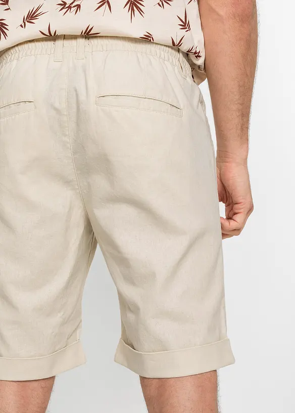 Dra på-shorts i linneblandning, Regular Fit, bonprix