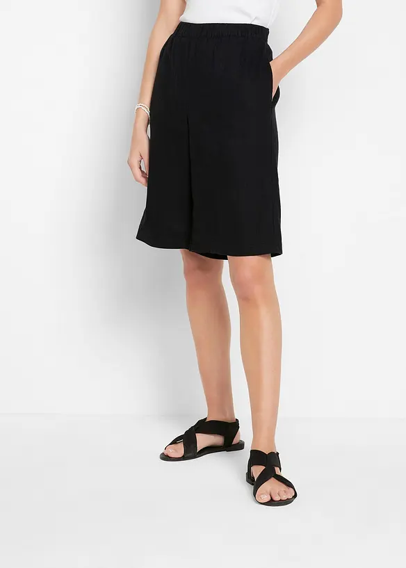 Bermudas med linne och bekväm hög midja, bonprix