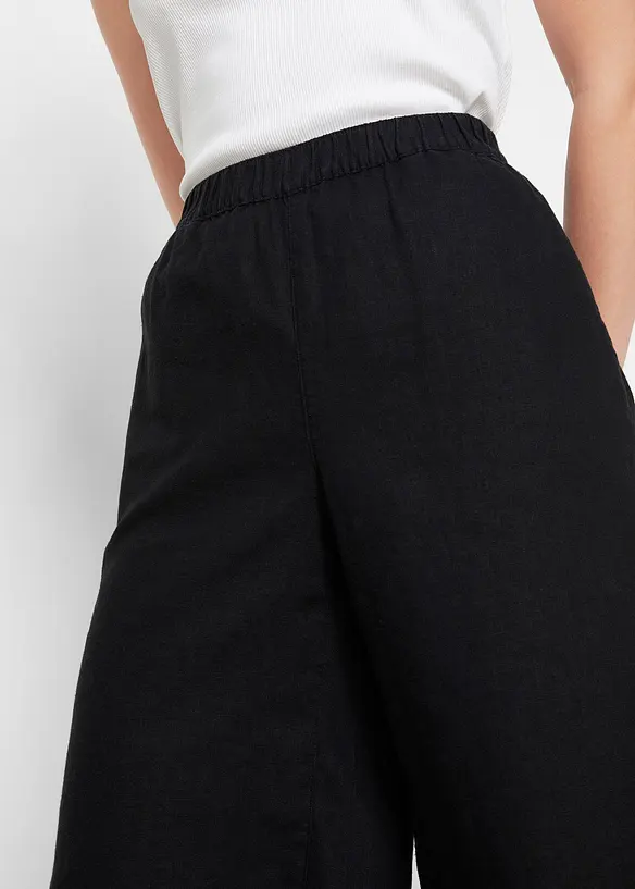 Bermudas med linne och bekväm hög midja, bonprix