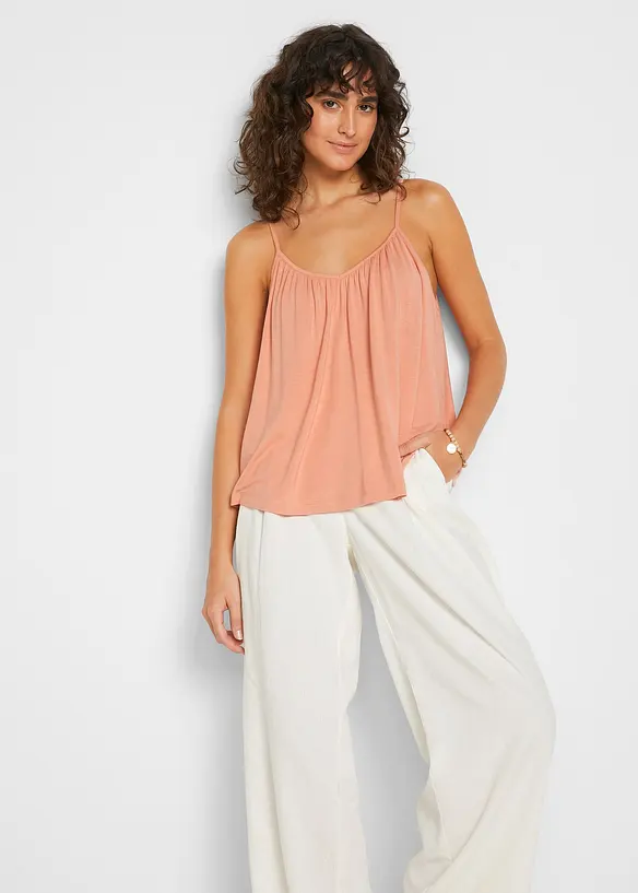 Följsamt viskoslinne med smala axelband, bonprix