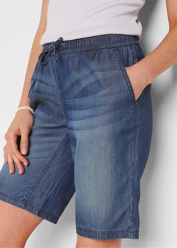 Tunn denimbyxa med lin, bonprix