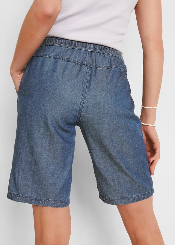 Tunn denimbyxa med lin, bonprix