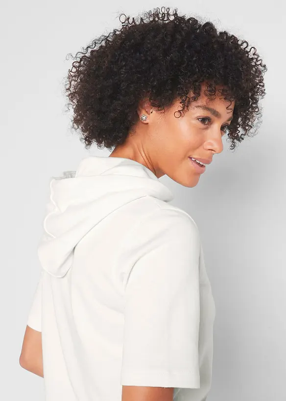 Sweatshirt med huva och halvlång ärm, bonprix