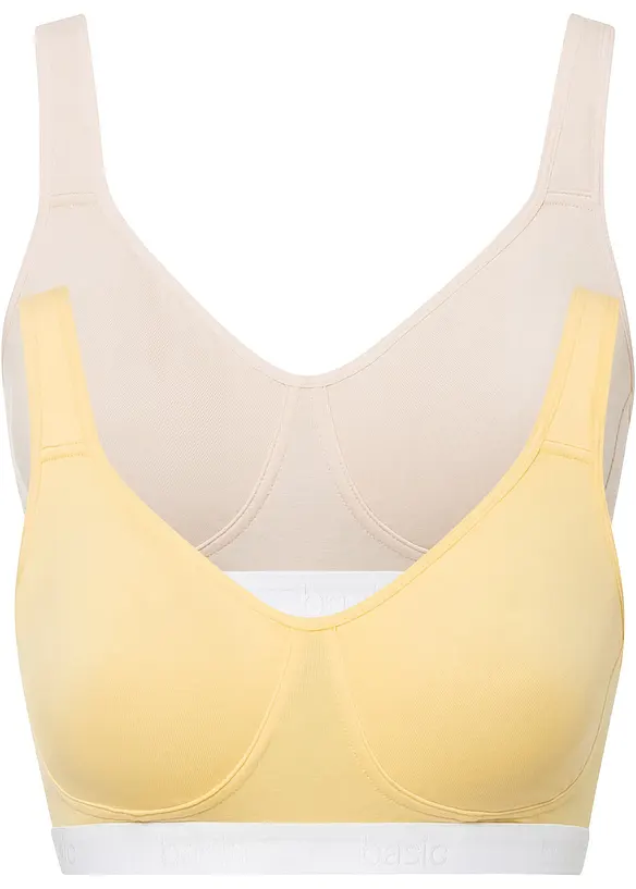 BH utan bygel med ekologisk bomull (2-pack), bonprix