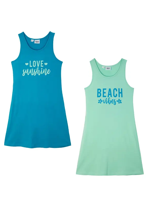 Jerseyklänning (2-pack), ekologisk bomull, bonprix