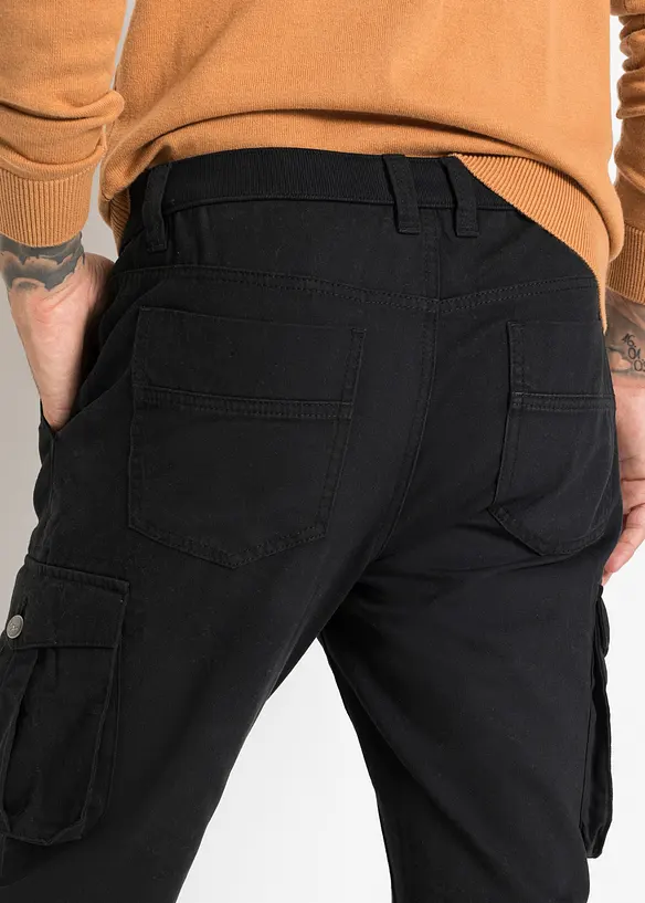 Regular Fit cargobyxa i ren bomull, Straight, bonprix