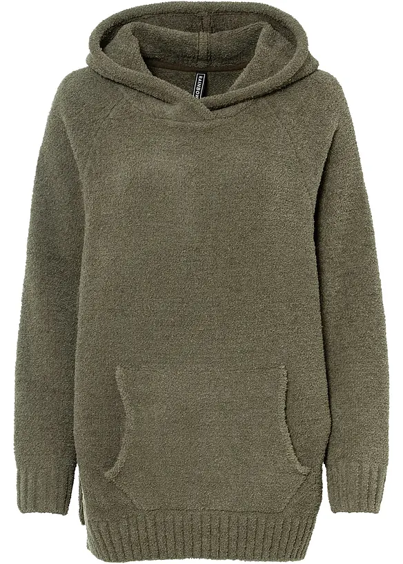 Sweatshirt med huva och teddyfleece, bonprix