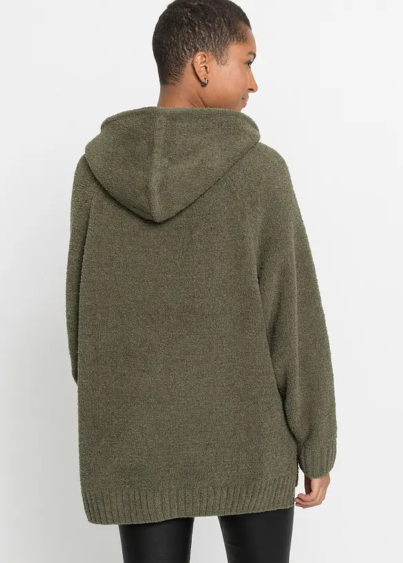 Sweatshirt med huva och teddyfleece, bonprix