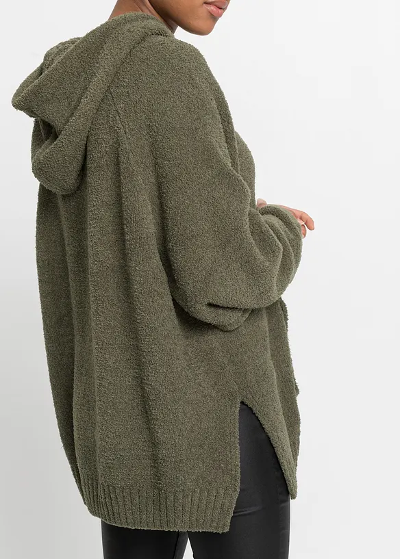 Sweatshirt med huva och teddyfleece, bonprix