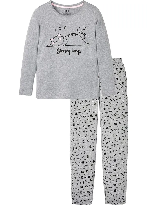 Pyjamas med sovmask och ekologisk bomull, bonprix