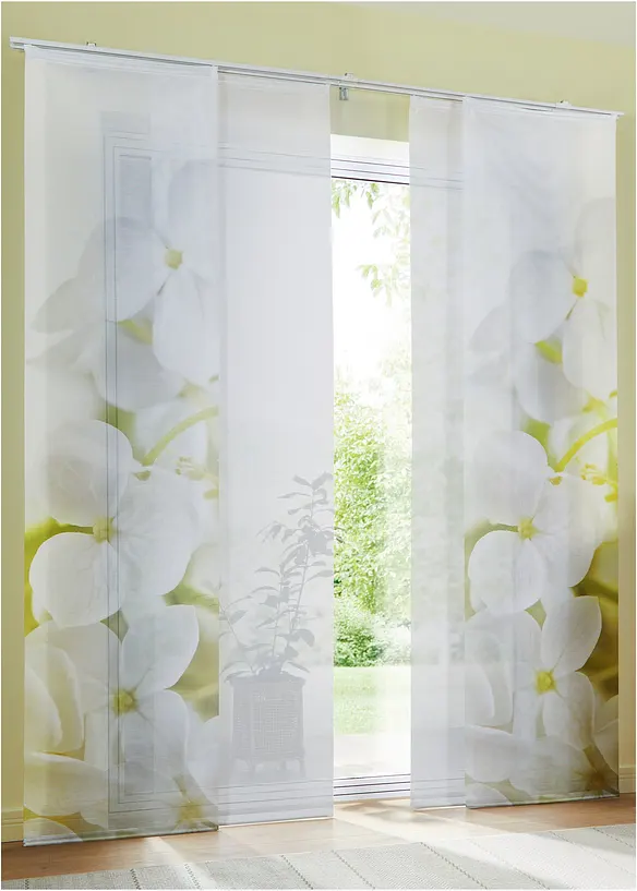 Panelgardin med orkidéer (2-pack), bonprix
