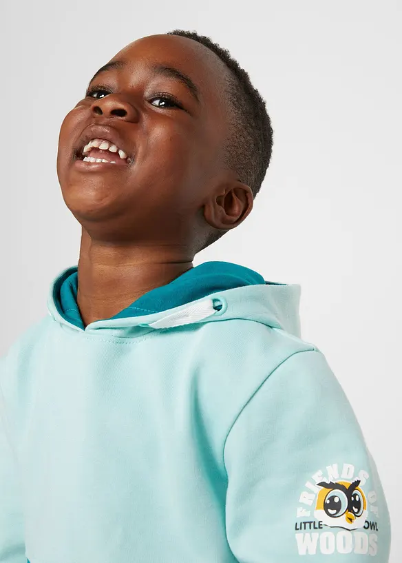 Sweatshirt med huva i mjuk bomullsmix för barn, bonprix