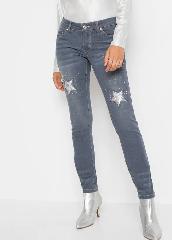 Skinny Jeans Low Waist, med stjärnor, bonprix