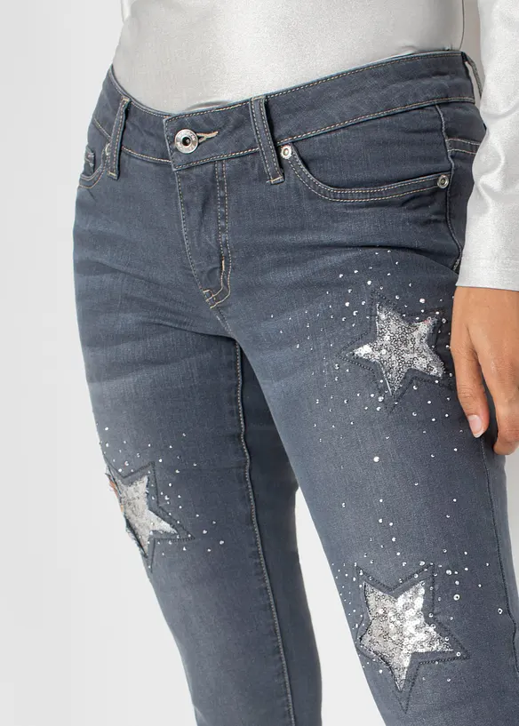 Skinny Jeans Low Waist, med stjärnor, bonprix