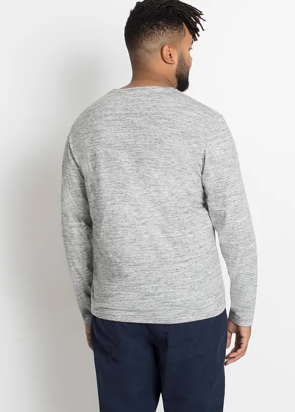 Melerad, l&aring;ng&auml;rmad T-shirt i bomullsmix (3-pack), bonprix