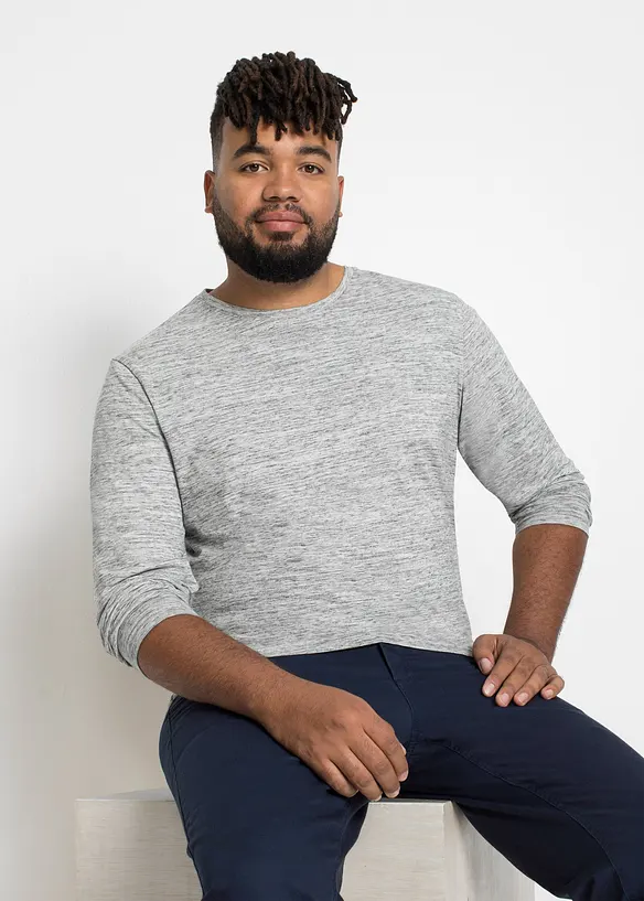 Melerad, l&aring;ng&auml;rmad T-shirt i bomullsmix (3-pack), bonprix