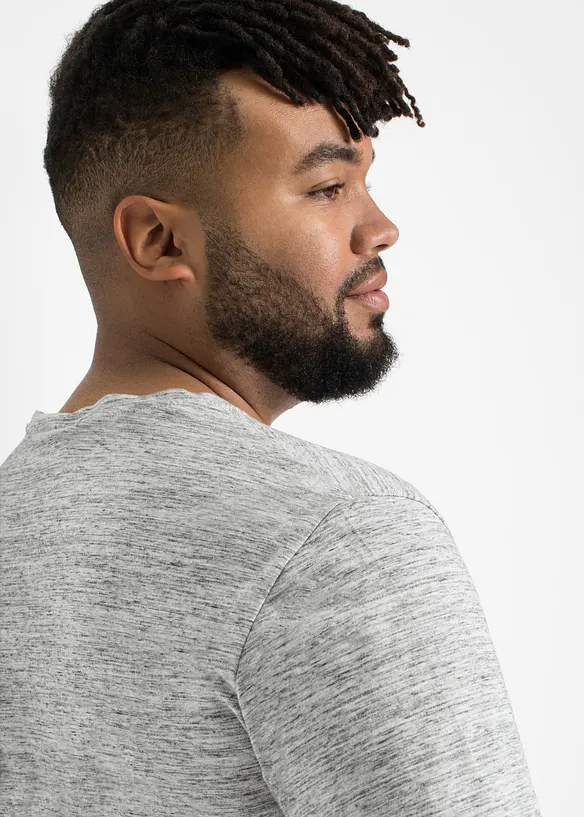 Melerad, l&aring;ng&auml;rmad T-shirt i bomullsmix (3-pack), bonprix