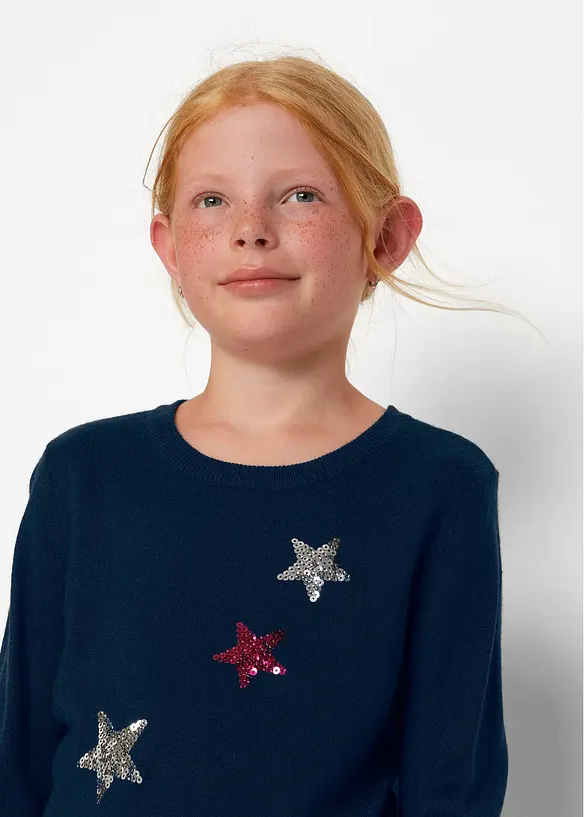 Finstickad tröja med paljetter, bonprix