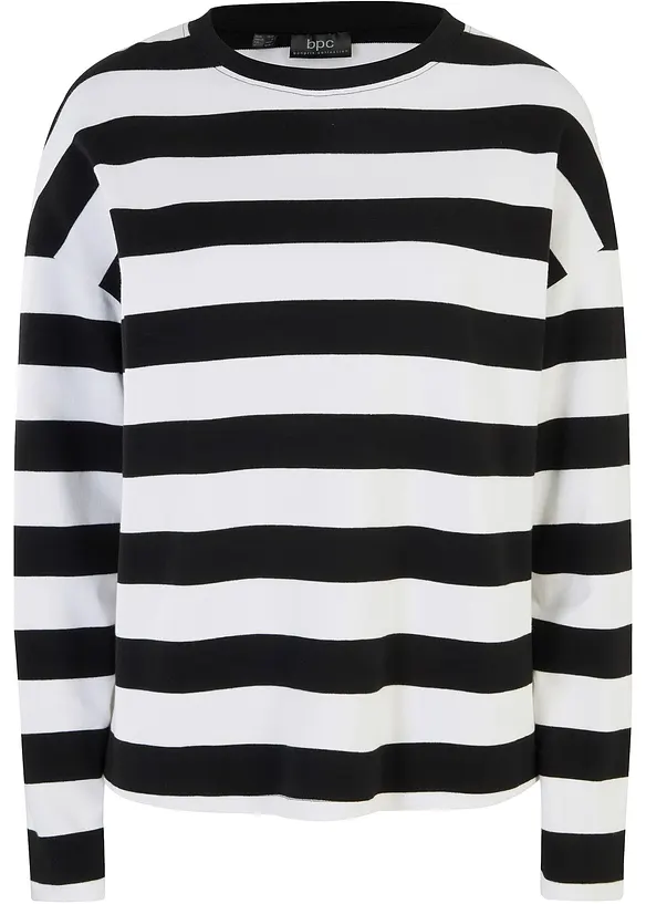 L&aring;ng&auml;rmad randig topp av bomullsinterlock, bonprix