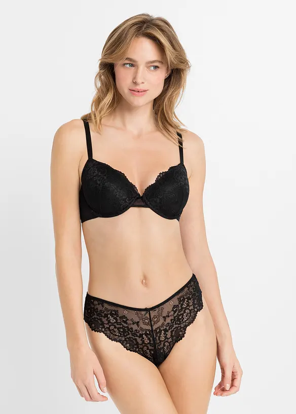 Braziliantrosa med skir spets (2-pack), bonprix