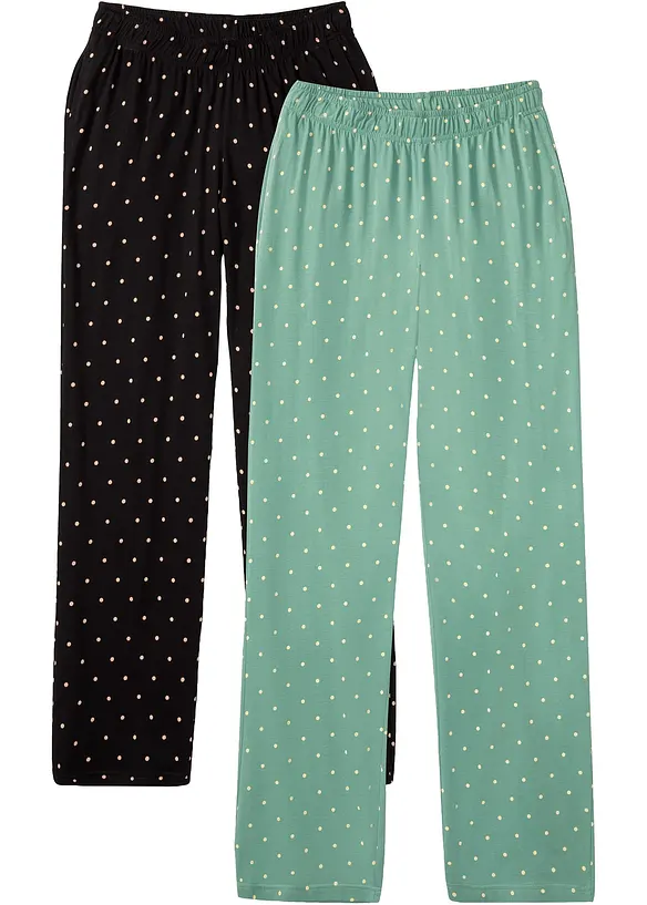 Lång pyjamasbyxa i bomull (2-pack), bonprix