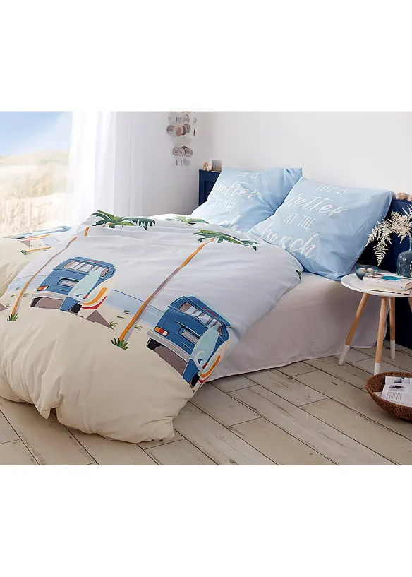 Påslakanset med strandmotiv med bil och palmer, bonprix