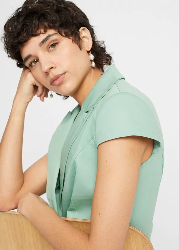 Kortärmad kavaj i bomullssatin, bonprix