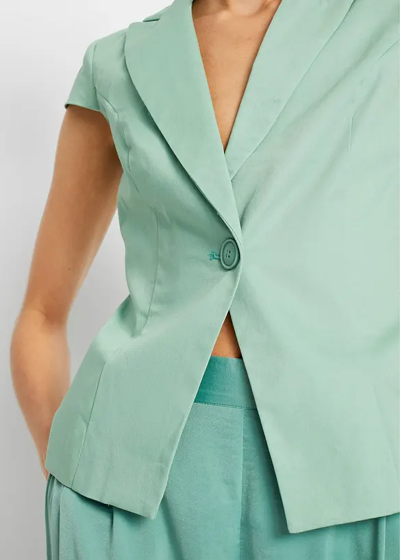 Kortärmad kavaj i bomullssatin, bonprix