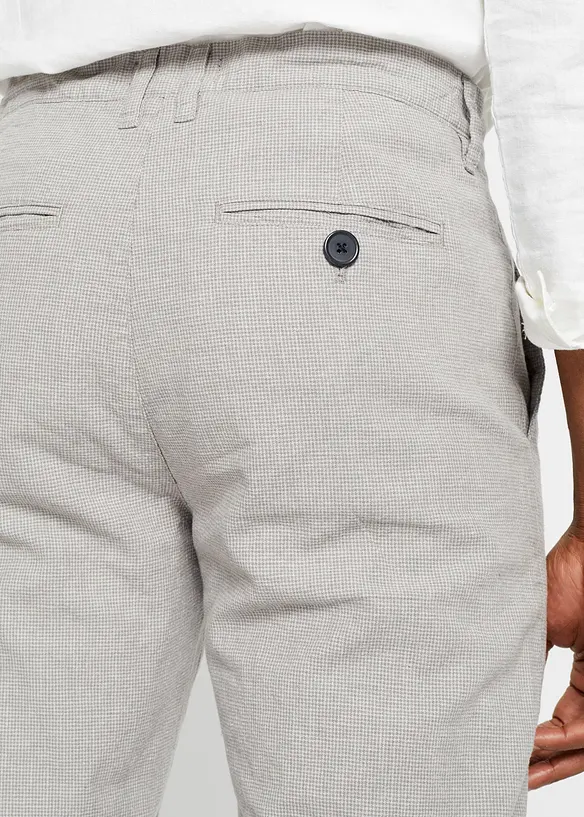 Dra på-chinos med linne och raka ben, Regular Fit, bonprix