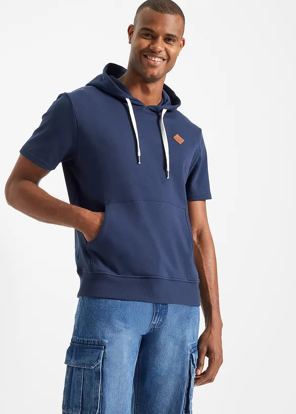 Kortärmad sweatshirt med huva, bonprix