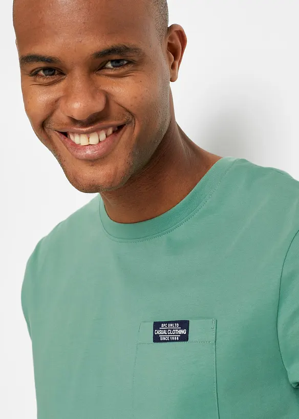 T-shirt med ficka, ren ekologisk bomull (2-pack), bonprix