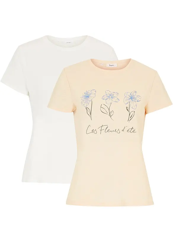T-shirt i basmodell med tryck (2-pack), bonprix