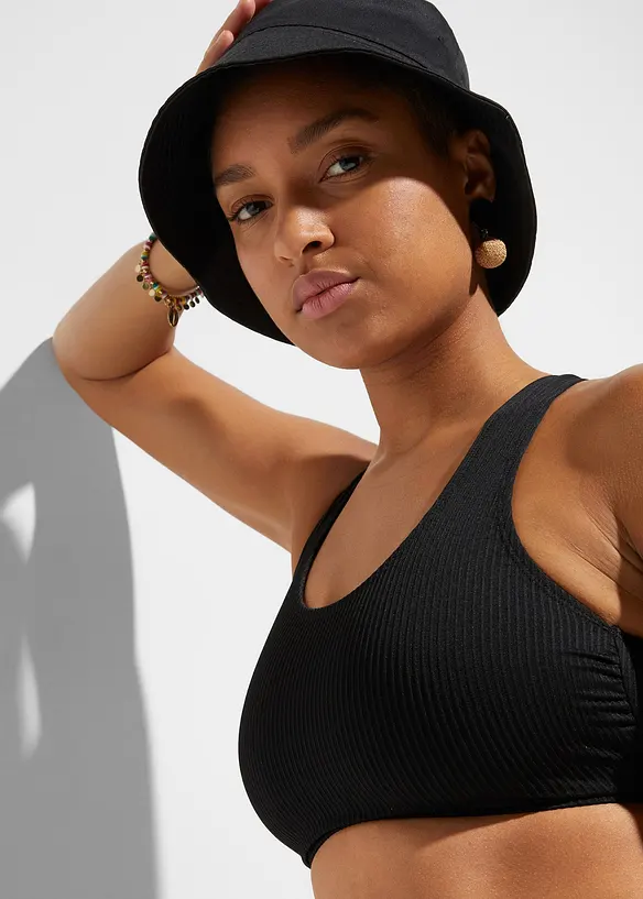 Ribbstickad bikini med BH-topp (2 delar), bonprix