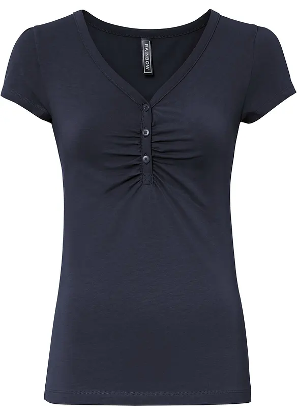 Topp med knappsl&aring; i ekologisk bomull, bonprix