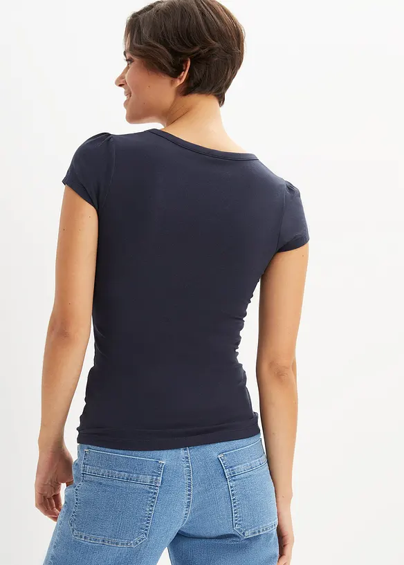 Topp med knappsl&aring; i ekologisk bomull, bonprix