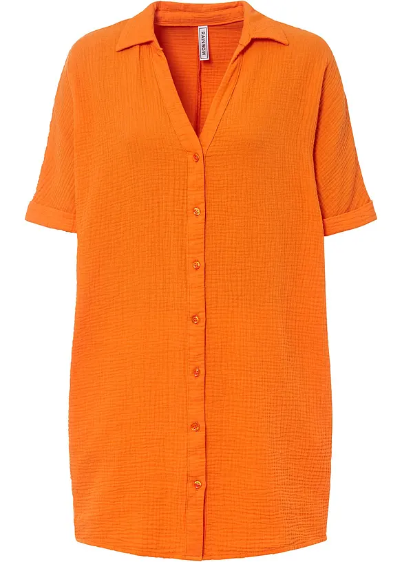 Lång muslinblus i oversizemodell av bomullsmuslin, bonprix