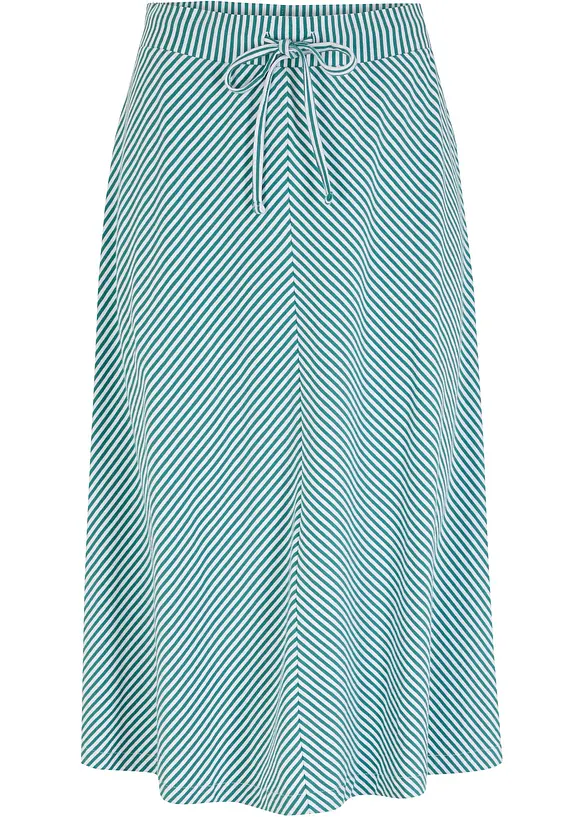 Knälång randig jerseykjol, bonprix