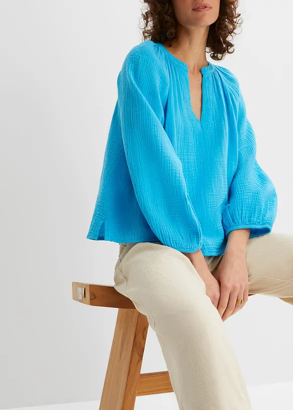 Muslinblus i oversizemodell av bomull, bonprix