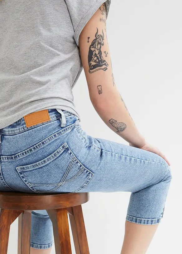 Stretch Skinny Capri Jeans Mid Waist, bonprix