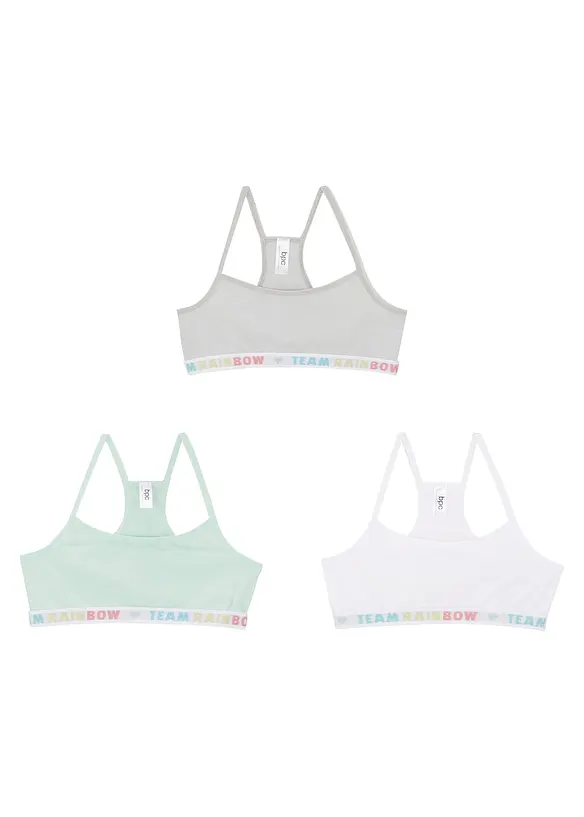BH-topp med mjuk bomull för barn  (3-pack), bonprix