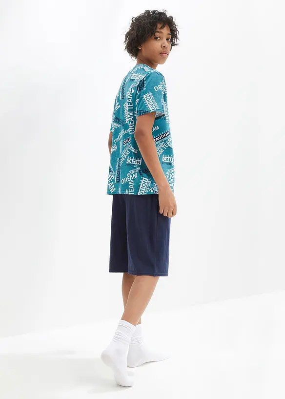 Kort pyjamas av ren bomull (2 delar), bonprix