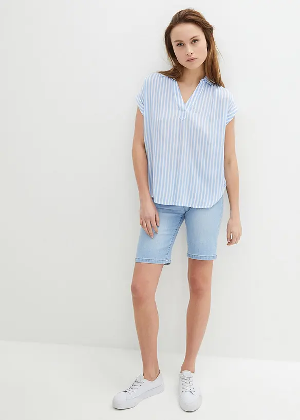 Kortärmad blus i följsam viskos, bonprix