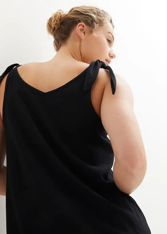 Linne med knytband i ekologisk bomull, bonprix