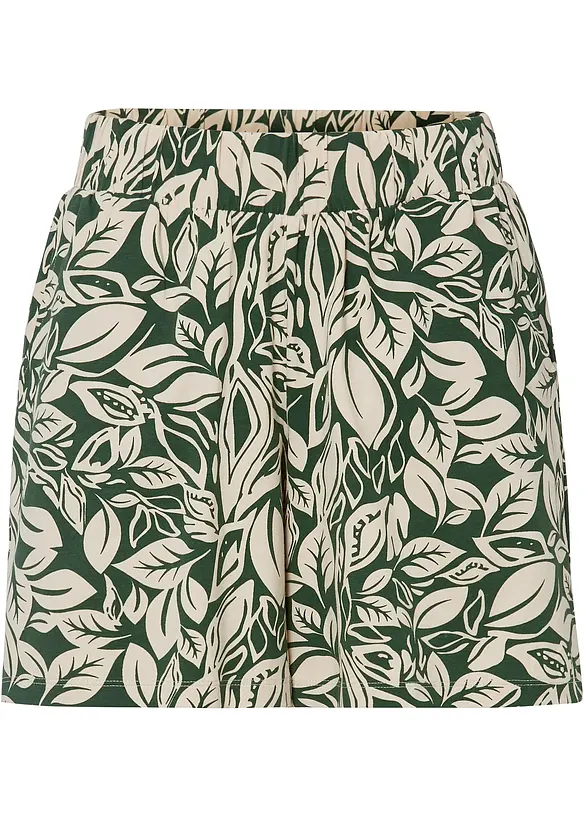 Mönstrade jerseyshorts av elastisk bomullsmix, bonprix
