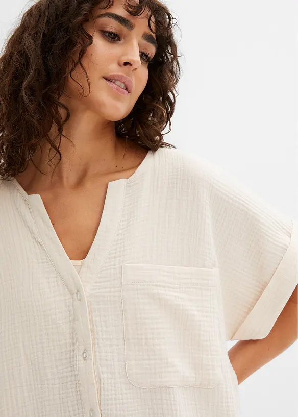 Muslinblus med korta ärmar, bonprix