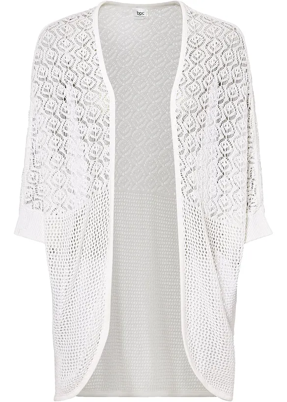 Lång cardigan med hålmönster, bonprix