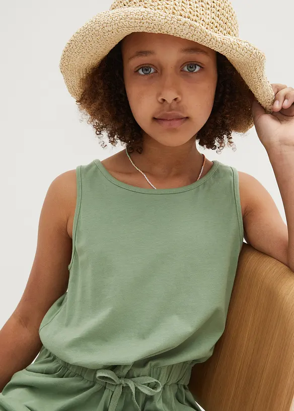 Jerseyjumpsuit i ren bomull för barn, bonprix