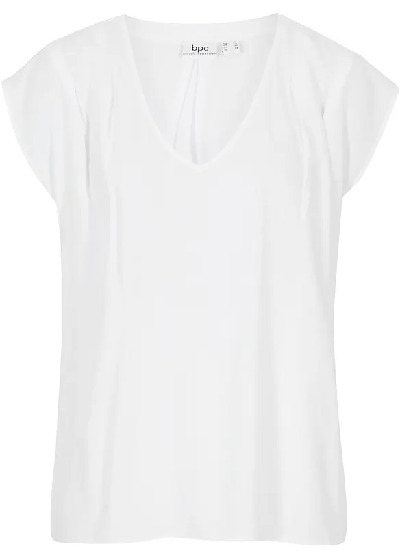 Kortärmad blus med V-ringning, bonprix